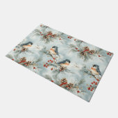 羽鳥と雪の冬の鳥模様 ドアマット (アングル)