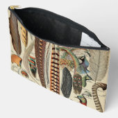 羽鳥の野生生物アンティーク羽 アクセサリーポーチ (見開き)