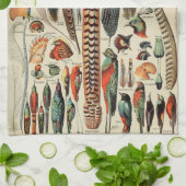 羽鳥の野生生物アンティーク羽 キッチンタオル (折り畳み)