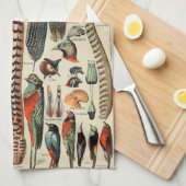 羽鳥の野生生物アンティーク羽 キッチンタオル (四つ折り)