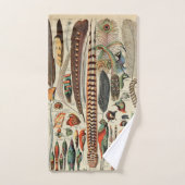 羽鳥の野生生物アンティーク羽 バスタオルセット (ハンドタオル)