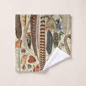 羽鳥の野生生物アンティーク羽 バスタオルセット (ウォッシュタオル)