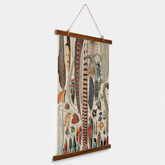 羽鳥の野生生物アンティーク羽 吊り下げ型タペストリー (傾斜あり)