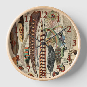 羽鳥の野生生物アンティーク羽 壁時計