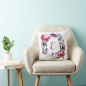 羽|のモノグラムとの野生の花のシャクヤクの花柄 クッション (椅子)