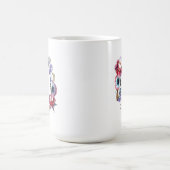 羽|のモノグラムとの野生の花のシャクヤクの花柄 コーヒーマグカップ (中央)