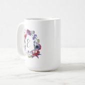 羽|のモノグラムとの野生の花のシャクヤクの花柄 コーヒーマグカップ (正面左)