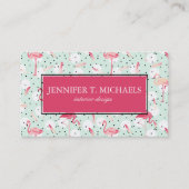 羽|のモノグラムを持つフラミンゴの鳥 名刺 (正面)