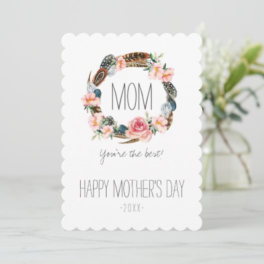 羽|の母の日の水彩画の花柄 カード (スタンド正面)