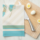 羽(はね)の色はクリーム色と青と緑 キッチンタオル (四つ折り)