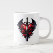 羽+剣+赤バラのゴシックハート ジャンボコーヒーマグカップ (右)