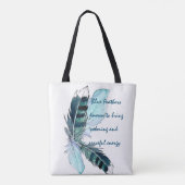 羽（青） トートバッグ (裏面)