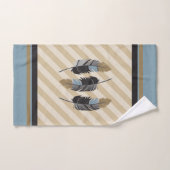 羽(青、灰色、茶色) バスタオルセット (ハンドタオル)