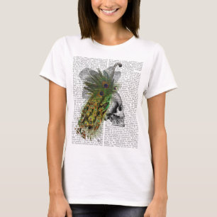 羽Headressが付いているスカル Tシャツ