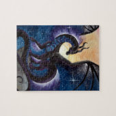 翌日のカルラ著夜空が付いている黒いドラゴン ジグソーパズル (横)