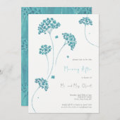 翌朝のかわいいターコイズの花 招待状 (正面/裏面)