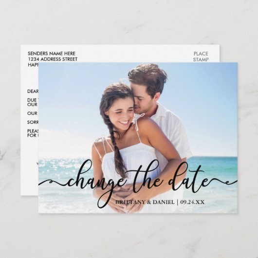 習エレガント字の新しい日付を変更 ポストカード (正面/裏面)