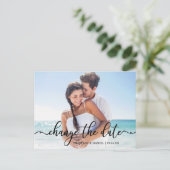 習エレガント字の新しい日付を変更 ポストカード (スタンド正面)