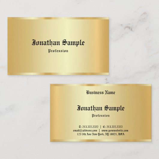 習カスタム字スクリフェイクプト金ゴールドラグジュアリーテンプレート 名刺 (正面/裏面)