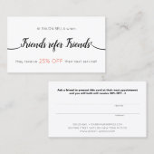 習字のスクリプト顧客の紹介 紹介カード (正面/裏面)