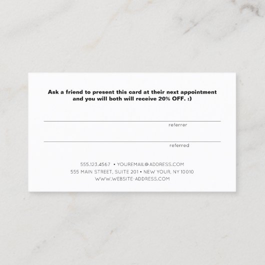 習字のスクリプト顧客の紹介 紹介カード (裏面)