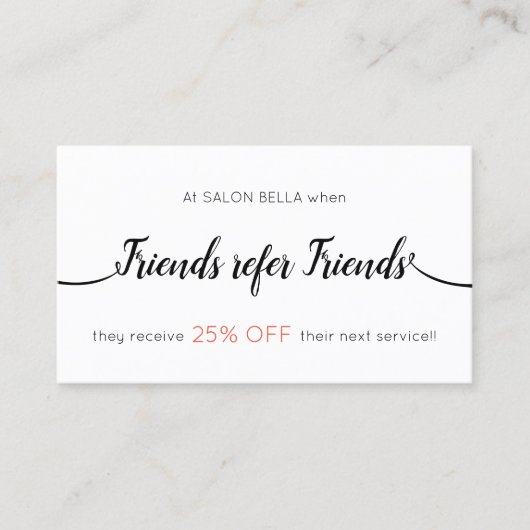 習字のスクリプト顧客の紹介 紹介カード (正面)