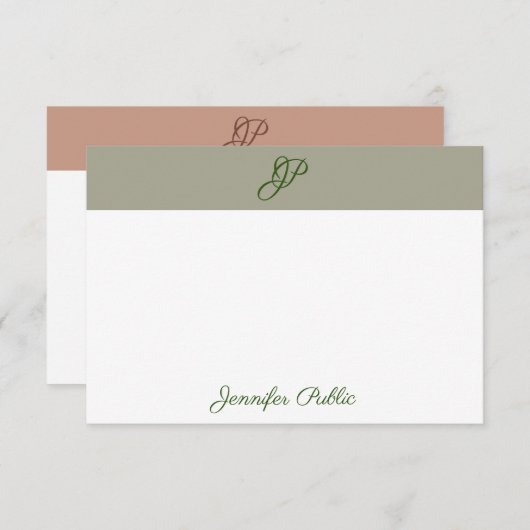 習字のモノグラエレガントム名色テンプレート ノートカード (正面/裏面)