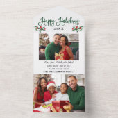 習字の写真グリーンオールインワンホリデーカード オールインワン招待状 (内側)