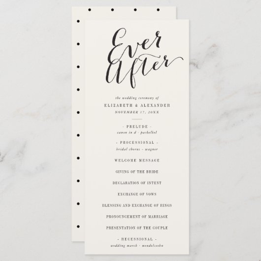 習字の後ずっとクラシックシック結婚 プログラム (正面/裏面)