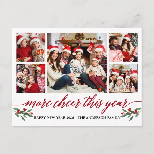 習字の応援が今年5度、写真赤 ポストカード (正面)