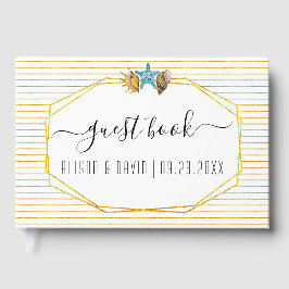 習字の水彩のシーシェル結婚の文字 ゲストブック