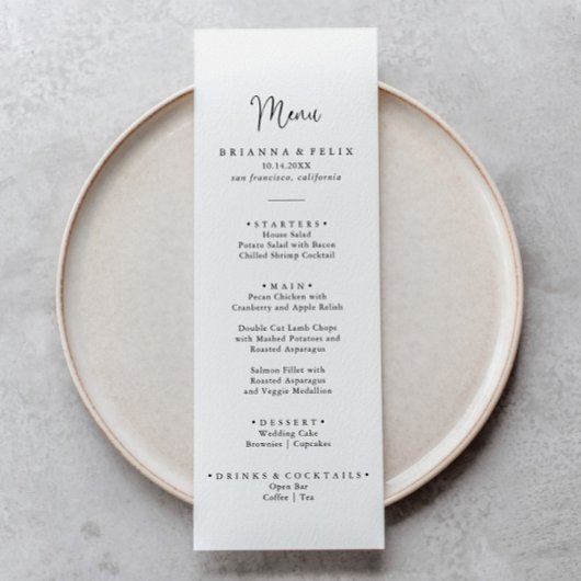 習字エレガント台本ディナーメニュー メニュー