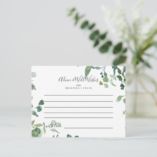 習字スクリプトの葉結婚のアドバイスカード ポストカード (スタンド正面)