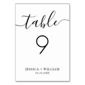 習字スクリプトエレガントを使用したミニマリスト テーブルナンバー (正面)
