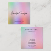 習字スクリプトカラフルテンプレートスタイリッシュ スクエア名刺 (正面/裏面)