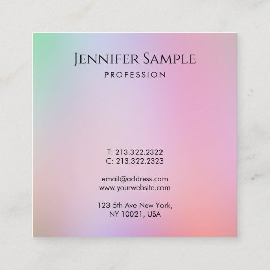 習字スクリプトカラフルテンプレートスタイリッシュ スクエア名刺 (裏面)