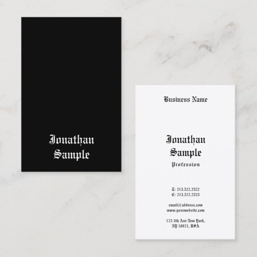 習字スクリプトクラシック白黒レトロの外観 名刺 (正面/裏面)