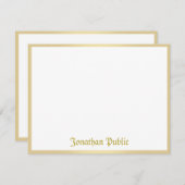 習字スクリプトテンプレート金ゴールドスクリプトカスタム ノートカード (正面/裏面)