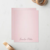 習字スクリプトトレンディーバラ金ゴールドエレガントモダン ノートカード (正面/裏面インサイチュ)