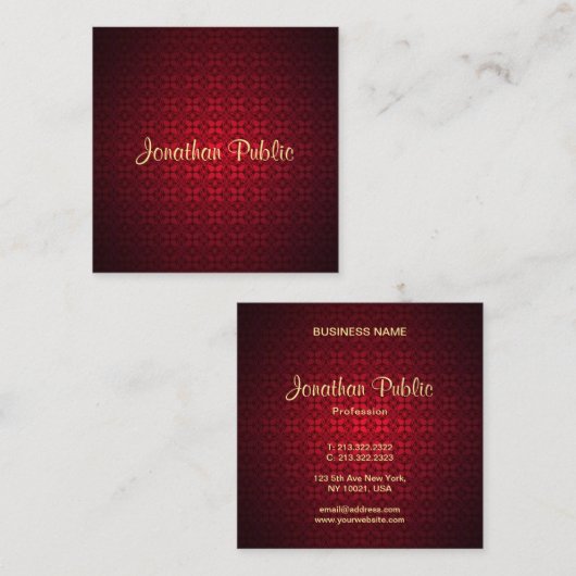 習字スクリプト名ダマエレガントスクテンプレート スクエア名刺 (正面/裏面)