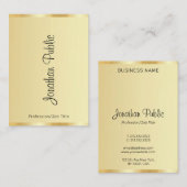 習字スクリプト名金ゴールドの外観モダン垂直 名刺 (正面/裏面)