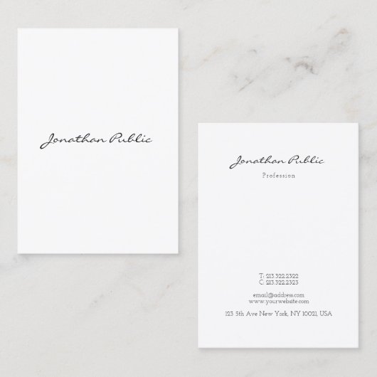 習字スクリプト文字エレガントシンプルテンプレート 名刺 (正面/裏面)