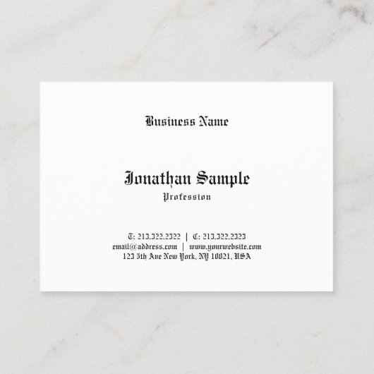 習字スクリプト白黒プレーンヴィンテージレトロ 名刺 (裏面)