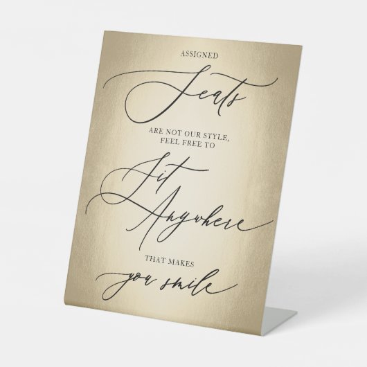 習字スクリプト金ゴールドが結婚どこにでも 台座サイン (正面)