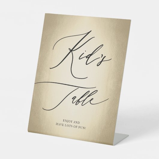 習字スクリプト金ゴールドキッズテーブル結婚ズ 台座サイン (正面)
