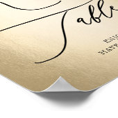 習字スクリプト金ゴールドキッドの表結婚のサイン ポスター (角)