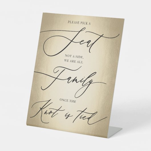 習字スクリプト金ゴールドシートの結婚選択 台座サイン (正面)