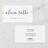 習字スクリプト、白モダンプロフェッショナルバス 名刺 (正面/裏面)