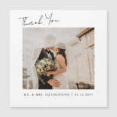 習字結婚台本の写真ありがとう磁石 (正面)