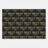 習熟した！ ブラックホワイトゴールド スクリプト 卒業生の名前 ラッピングペーパーシート (正面2)